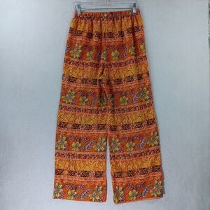 CW Classics Casual Pants Women's Size Medium Orange Yellow Floral